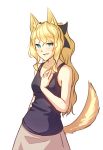  1girl animal_ears blonde_hair blue_eyes dog_ears dog_tail drawfag hair_ribbon katawa_shoujo kemonomimi_mode long_hair ponytail ribbon satou_lilly skirt solo tail tank_top 