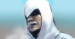  1boy assassin&#039;s_creed cigarette crossover facial_hair hood male metal_gear_solid_4 mustache solid_snake solo 