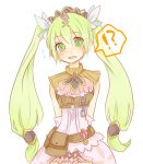  1girl :o blush chiai1107 cravat frey_(rune_factory) green_eyes green_hair jewelry long_hair open_mouth rune_factory rune_factory_4 sleeveless solo tiara twintails 