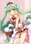  1girl :p cravat frey_(rune_factory) gloves green_eyes green_hair jewelry long_hair miniskirt rune_factory rune_factory_4 skirt sleeveless smile solo tiara tinkle2013 tongue tongue_out turnip twintails very_long_hair 