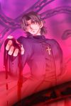  1boy brown_eyes brown_hair cassock cross cross_necklace fate/stay_night fate_(series) jewelry kotomine_kirei necklace solo tentacles velvelumpileuspil 