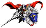  armor cape chibi gundam gundam_build_fighters knight knight_gundam lance mecha nikyu no_humans polearm sd_gundam sd_gundam_gaiden shield simple_background sword weapon white_background 