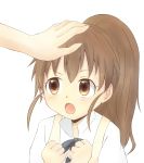  1girl absurdres apron brown_eyes brown_hair hand_on_head highres izumi_(natsuru15) long_hair ponytail taneshima_popura working!! 