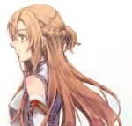  1girl asuna_(sao) breastplate brown_eyes brown_hair detached_sleeves long_hair michibata_65 profile sword_art_online yuuki_asuna 