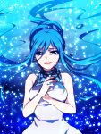  1girl aoki_hagane_no_arpeggio blue_eyes blue_hair choker crying dress long_hair personification ponytail solo takao_(aoki_hagane_no_arpeggio) underwater 