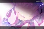  1girl butterfly grin letterboxed light_particles no_eyes pink_hair saigyouji_yuyuko shaded_face smile solo tokoroten_(hmmuk) touhou 