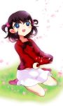  1girl 6-k-i-7 black_hair blue_eyes child fate/stay_night fate_(series) matou_sakura petals short_twintails side_ponytail solo twintails 