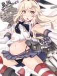  1girl :3 anchor black_panties blonde_hair blush elbow_gloves gloves hair_ornament hairband kantai_collection long_hair looking_at_viewer mistrail navel panties personification rensouhou-chan shimakaze_(kantai_collection) skirt solo striped striped_legwear thighhighs underwear white_gloves 