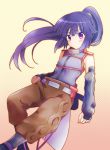  1girl akatsuki_(log_horizon) blush detached_sleeves hikabe_sakuho log_horizon long_hair looking_at_viewer ponytail purple_hair solo violet_eyes 