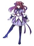  1girl akemi_homura akemi_homura_(cosplay) black_legwear blue_eyes cosplay hair_bobbles hair_ornament mahou_shoujo_madoka_magica momofukki pantyhose redhead ribbon twintails two_side_up umineko_no_naku_koro_ni ushiromiya_ange 