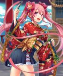  1girl copyright_request japanese_clothes long_hair pink_hair shina_shina solo twintails violet_eyes 
