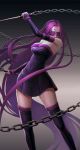  1girl blindfold boots breasts chain dagger elbow_gloves fate/stay_night fate_(series) gloves highres long_hair purple_hair rider solo thigh_boots thighhighs very_long_hair weapon yinanhuanle 