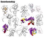  /\/\/\ ^_^ all_fours bandana breasts cleavage closed_eyes dark_skin egg hand_on_hip long_hair looking_at_viewer navel official_art partially_colored pointy_ears ponytail purple_hair shantae shantae:_half-genie_hero shantae_(character) sitting sketch standing sword tagme tinkerbat weapon wink x_x 