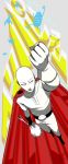  1boy bald cape flying gloves mattcha monster onepunch_man punching red_cape saitama_(onepunch_man) signature solo tagme x_x 