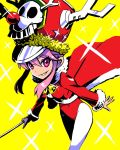  1girl adapted_costume bell christmas hat jakuzure_nonon k_(katokenrock) kill_la_kill pink_eyes pink_hair reindeer_antlers shako_cap smile solo symphony_regalia 