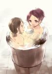  2girls :d bath brown_hair hanekoto multiple_girls nude open_mouth original rough shared_bathtub smile 
