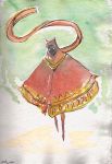  cape highres hood journey mask no_pupils scarf scott_webber solo traditional_media traveler watercolor_(medium) 