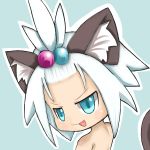  &gt;:p 1girl :p animal_ears cat_ears hair_bobbles hair_ornament homika_(pokemon) looking_at_viewer looking_back nude outline pokemon pokemon_(game) pokemon_bw2 poponaref short_hair simple_background smile solo tagme tail tongue tongue_out white_background white_hair 