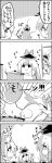  4koma bow comic cooking food fujiwara_no_mokou hair_bow hat highres kamishirasawa_keine long_hair monochrome open_mouth pot tani_takeshi touhou translated yukkuri_shiteitte_ne 