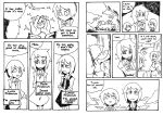  3girls al_bhed_eyes bird bird_on_hand climbing comic english holding left-to-right_manga lunasa_prismriver lyrica_prismriver merlin_prismriver monochrome multiple_girls setz touhou younger 