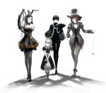  4girls alice_(megami_tensei) alice_in_wonderland amano_maya animal_ears clock fan folding_fan gothic_lolita hat highres kirishima_eriko lolita_fashion multiple_girls persona persona_2 rabbit_ears serizawa_ulala shin_megami_tensei shuffler spool thread top_hat 