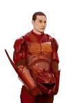  1boy armor cheung_wei_tang chinese drivesuit helmet highres pacific_rim realistic science_fiction short_hair simple_background solo 