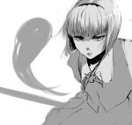  1girl hairband hime_cut konpaku_youmu konpaku_youmu_(ghost) lips looking_at_viewer monochrome serious simple_background sketch solo sword touhou uruo vest weapon white_background 