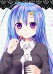  1girl blue_hair blush borrowed_character candy highres ikeda_yuuki lollipop long_hair original senjou_kanade solo violet_eyes 