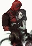  1boy 1girl closed_eyes deadpool death facepaint hood hug marvel shishio skull 