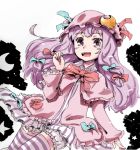  1girl bow hair_bow hat hat_bow long_hair long_image mayuge_inu patchouli_knowledge purple_hair socks solo striped striped_legwear touhou violet_eyes 