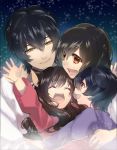  2boys 2girls ame_(ookami_kodomo) animal_ears artist_request bangs black_hair blue_eyes brown_hair closed_eyes family father_and_daughter father_and_son hana_(ookami_kodomo) happy hug long_hair mother_and_daughter mother_and_son multiple_boys multiple_girls ookami_kodomo_no_ame_to_yuki ookami_otoko open_mouth orange_eyes payot short_hair smile swept_bangs teeth wolf_ears yellow_eyes yuki_(ookami_kodomo) 