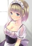  1girl breasts cleavage female hanekoto maid maid_headdress original short_hair solo tears 