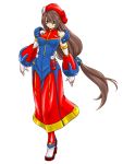  alternate_costume alternate_hairstyle brown_hair dress hat highres iris ledjoker07 long_dress long_hair rockman rockman_x rockman_x4 