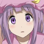  1girl animated animated_gif chitanda_eru hat hyouka long_hair lowres parody patchouli_knowledge purple_hair ram_hachimin solo touhou violet_eyes 