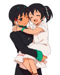  1boy 1girl black_hair brother_and_sister closed_eyes dress face holding inazuma_eleven_(series) inazuma_eleven_go long_hair mabui_(poloon) open_mouth ponytail short_hair shuu&#039;s_sister shuu_(inazuma_eleven) siblings 