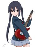  1girl black_hair guitar instrument k-on! long_hair nakano_azusa oku_no_shi school_uniform solo twintails 
