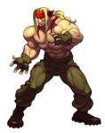  1boy abs alex animated animated_png combat_boots fighting_stance fingerless_gloves gloves headband long_hair muscle official_style ponytail shirtless solo steamboy_(artist) street_fighter_iii:_3rd_strike tattoo 