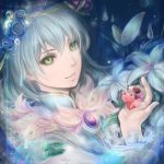  1boy creature crown flower frog_prince_(zettai_meikyuu_grimm) fur_trim gem green_eyes grey_hair hoshino_chika lily_(flower) lily_pad male mini_crown smile solo zettai_meikyuu_grimm 