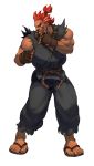  1boy animated animated_png beads dark_skin dougi fighting_stance fingerless_gloves gloves gouki muscle no_pupils official_style prayer_beads red_eyes redhead rope sandals short_hair solo steamboy_(artist) street_fighter street_fighter_iii street_fighter_iii:_3rd_strike toes topknot 
