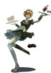  1girl aegis android blue_eyes cake food highres maid maid_headdress nanaya_(daaijianglin) persona persona_3 plate short_hair solo 