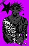  1boy bird cloak facial_mark hawk jojo_no_kimyou_na_bouken joseph_joestar_(young) sakaumi solo star violet_eyes 