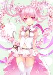  1girl earrings hatsune_miku jewelry petals pink_eyes pink_hair sakura_miku solo thighhighs tukino_(panna) vocaloid 