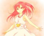  1girl dress kingyou long_hair magi_the_labyrinth_of_magic morgiana one_side_up pendant red_eyes red_hair redhead side_ponytail smile solo 