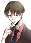  1boy brown_hair genderswap mole necktie psycho-pass solo tsunemori_akane uwabaki_(shoe_rack) 