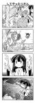  4koma ^&omega;^ akari_ryuryuwa bad_id comic food himegami_aisa horns index japanese_clothes long_hair miko monochrome nyandex silent_comic sweet_potato to_aru_majutsu_no_index yakiimo yam 