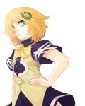  blonde_hair c_sharp green_eyes hair_ornament hairclip hand_on_hip lowres os personification programming short_hair skirt transparent_background ufcpp 