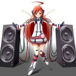  android belt boots dress earmuffs gloves harisenbon headphones kneehighs long_hair miki_(vocaloid) red_eyes red_hair redhead robot_joints sf-a2_miki smile socks solo speaker star striped striped_gloves striped_kneehighs vocaloid wrist_cuffs 