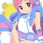  :&gt; belt boots doll_joints dress earmuffs gloves hands headphones kneehighs miki_(vocaloid) oto pink_eyes pink_hair robot_joints sf-a2_miki socks star striped striped_gloves striped_kneehighs vocaloid wrist_cuffs 