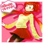  brown_hair female_protagonist_(persona_3) gassun hair_ornament hairclip headphones pantyhose persona persona_3 persona_3_portable red_eyes scarf short_hair skirt smile translated translation_request 