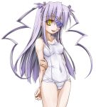  doll_joints eyepatch hair_ornament long_hair one-piece_swimsuit purple_hair rozen_maiden sasa_ichi school_swimsuit smile ssss swimsuit twintails white_school_swimsuit yellow_eyes 